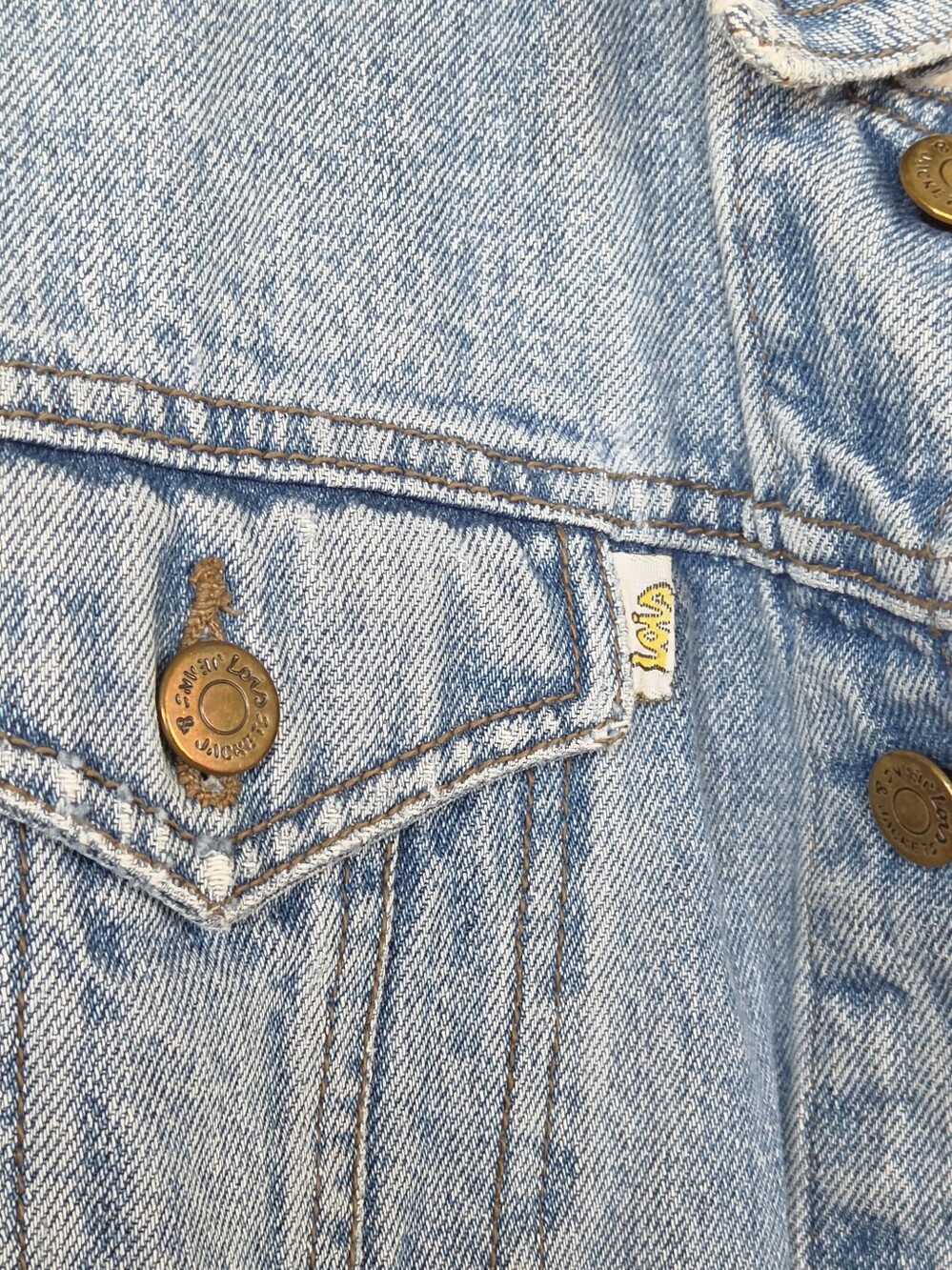 Vintage Lois Jeans Distressed Denim Trucker Jacket - Picture 7 of 8